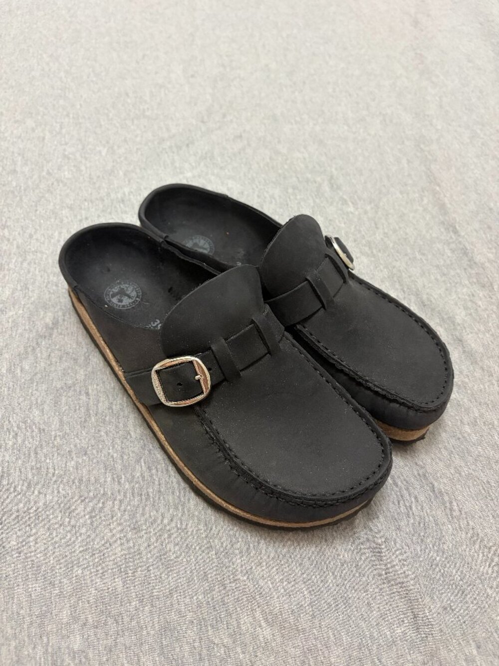 Women's Birkenstock Buckley Suede Leather Clogs Black Size 39 (8-8.5)